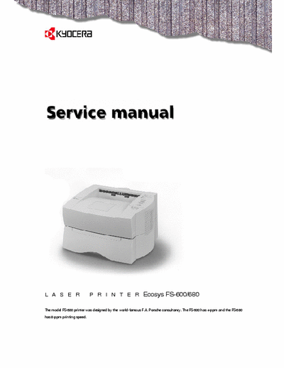Kyocera FS-600 Kyocera laser printer Ecosys FS-600 FS-680 Service Manual